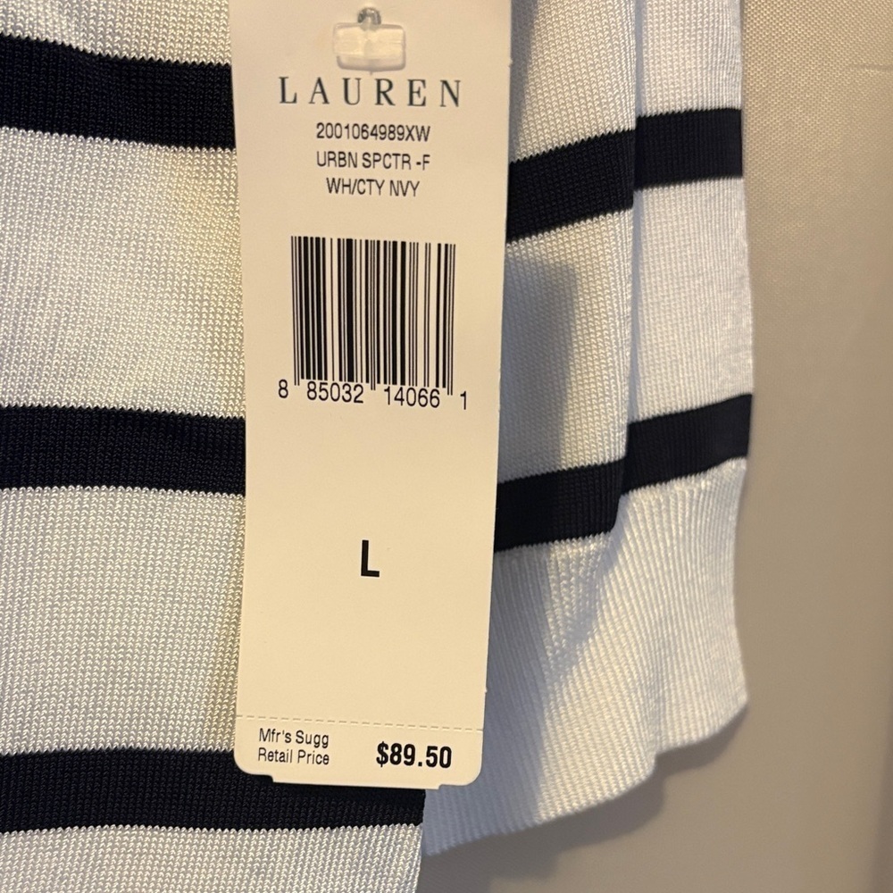 Lauren Ralph Lauren Navy Blue and White Striped Knit - Picture 4 of 4